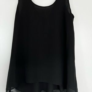 Black chiffon tank with back cutouts